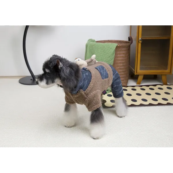 KURTKA DLA PSA ciepłe miękkie granatowe ubranko kamizelka brąz L TEDI 2