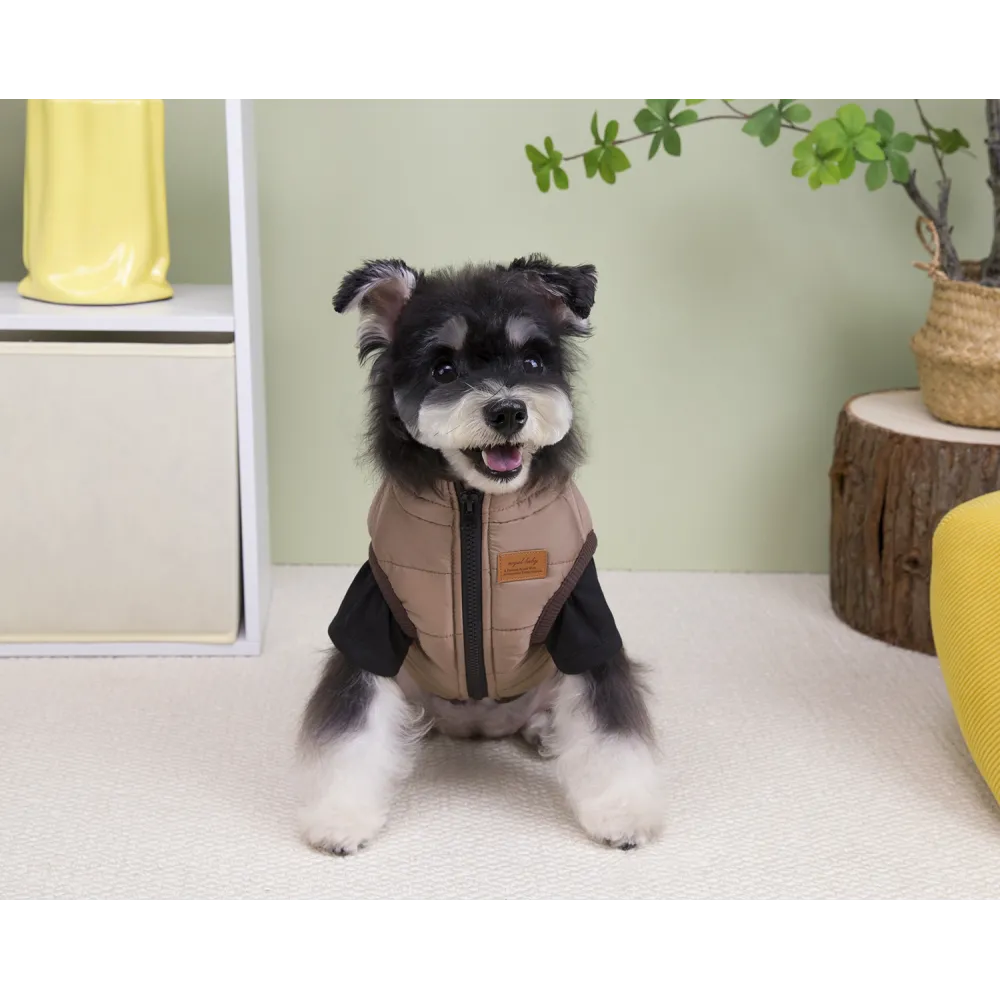 KURTKA DLA PSA ubranko ciepła wodoodporna kamizelka brązowa S LUNA