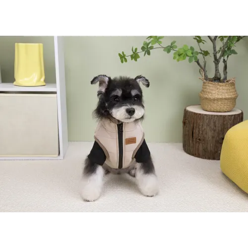 KURTKA DLA PSA ubranko ciepła wodoodporna kamizelka  beżowa S LUNA