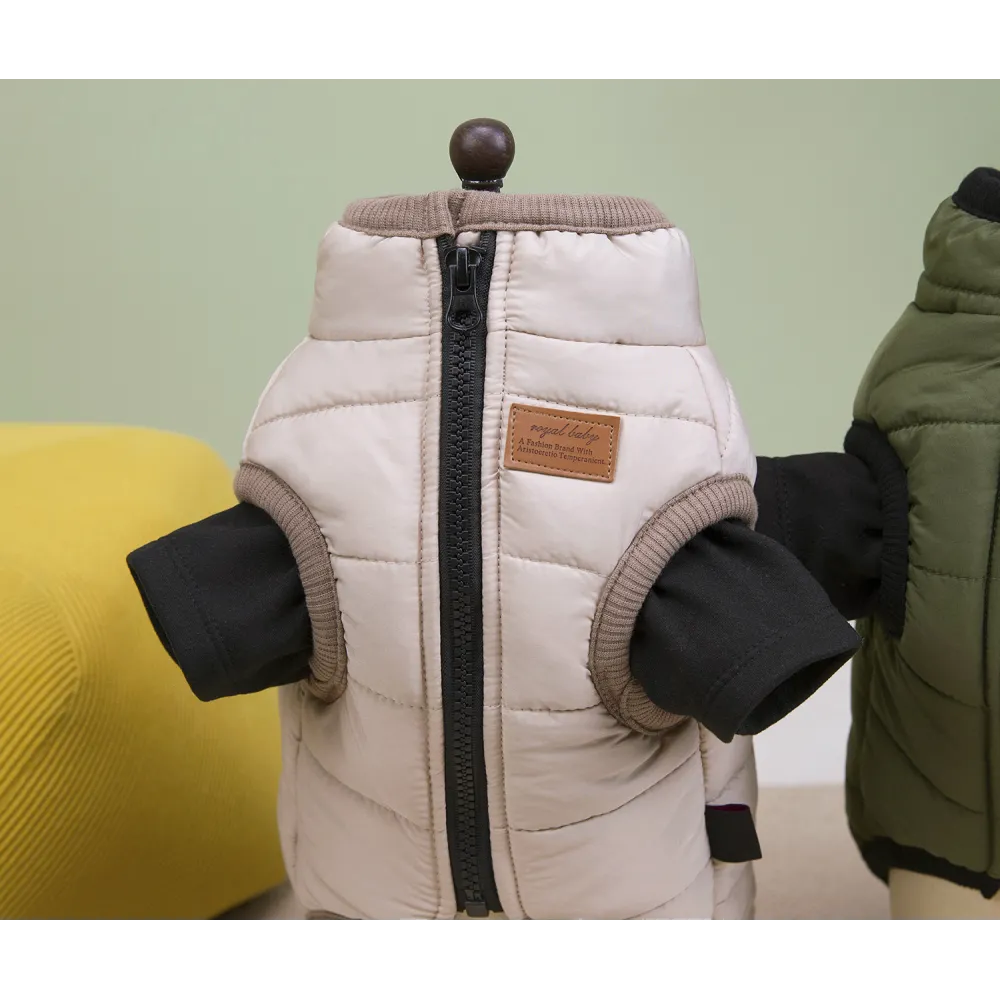 KURTKA DLA PSA ubranko ciepła wodoodporna kamizelka  beżowa S LUNA