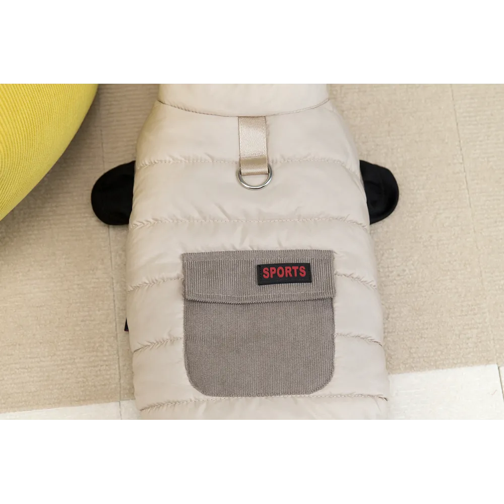 KURTKA DLA PSA ubranko ciepła wodoodporna kamizelka  beżowa S LUNA