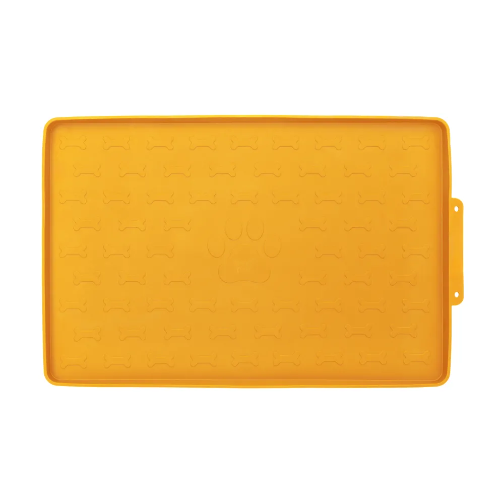 MATA PODKŁADKA POD MISKĘ MISKI DLA PSA KOTA wodoodporna TIVRA musztardowa