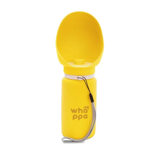 BUTELKA NA WODĘ DLA PSA turystyczna składany bidon z miską 0,55L żółty