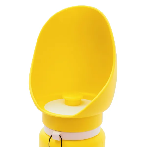 BUTELKA NA WODĘ DLA PSA turystyczna składany bidon z miską 0,55L żółty 2