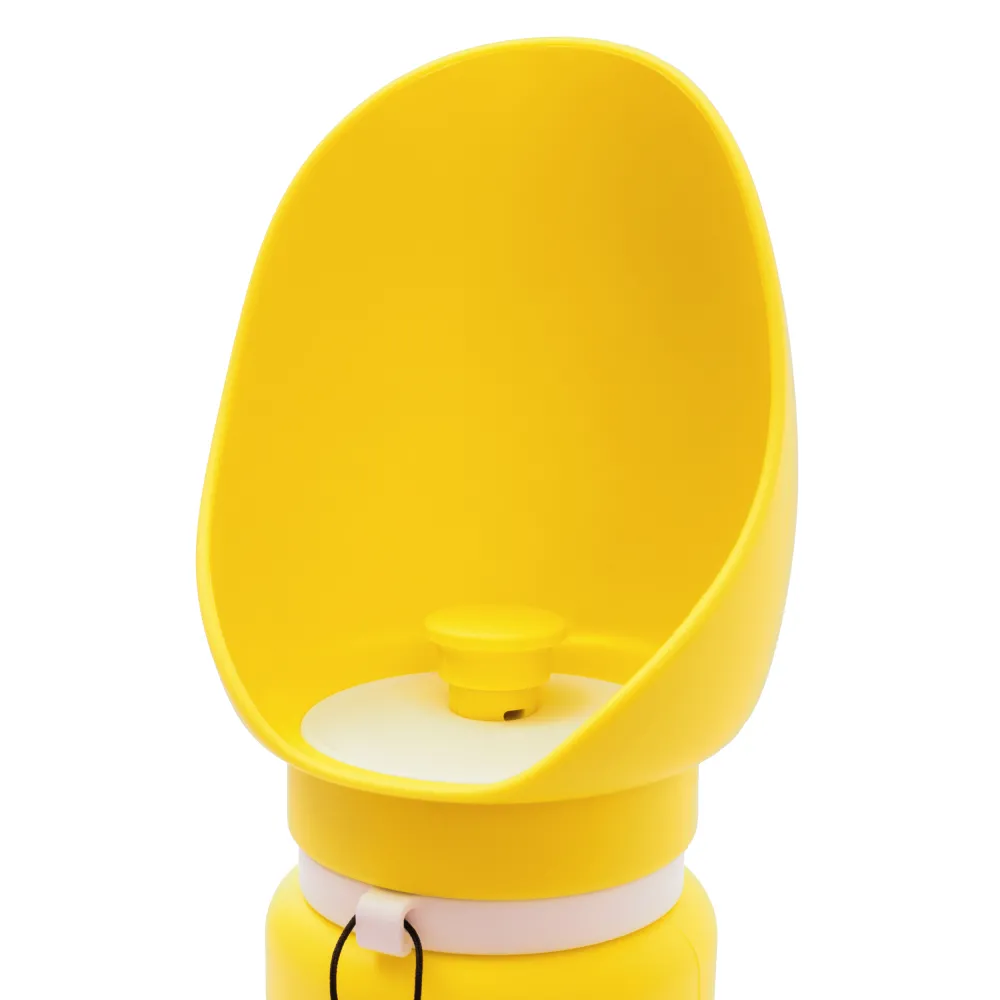 BUTELKA NA WODĘ DLA PSA turystyczna składany bidon z miską 0,55L żółty