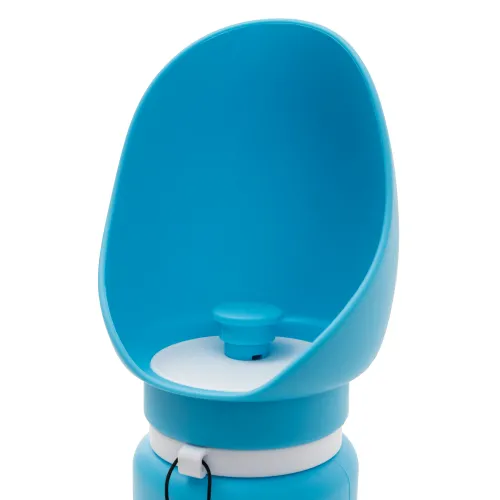 BUTELKA NA WODĘ DLA PSA turystyczna składany bidon z miską 0,55L niebieski