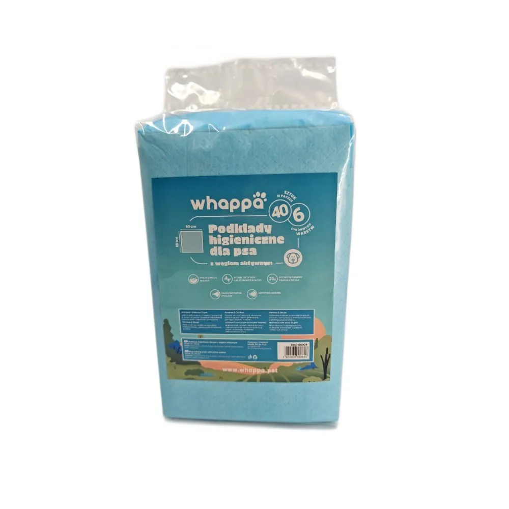 PODKŁADY HIGIENICZNE z węglem aktywnym dla psa do nauki sikania 60x60 40szt