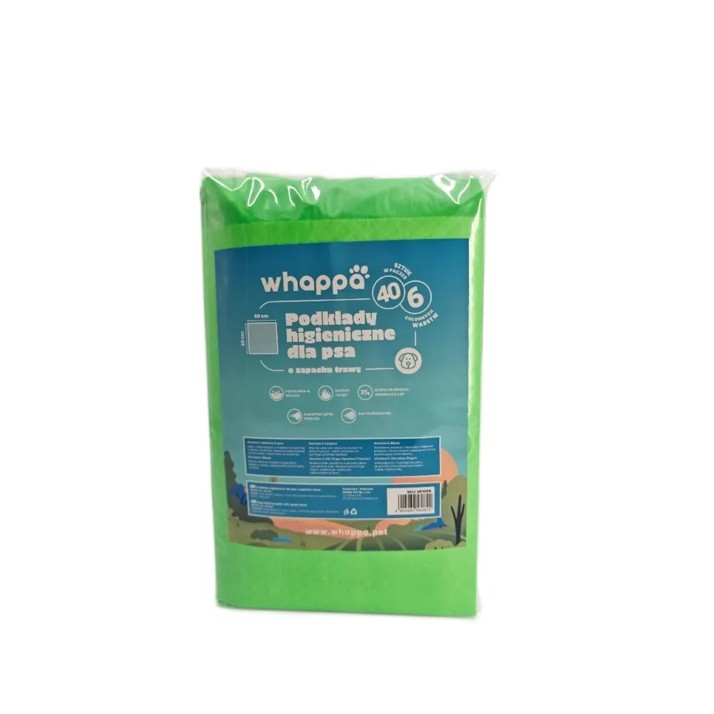 PODKŁADY HIGIENICZNE o zapachu trawy dla psa do nauki sikania 60x60 40szt