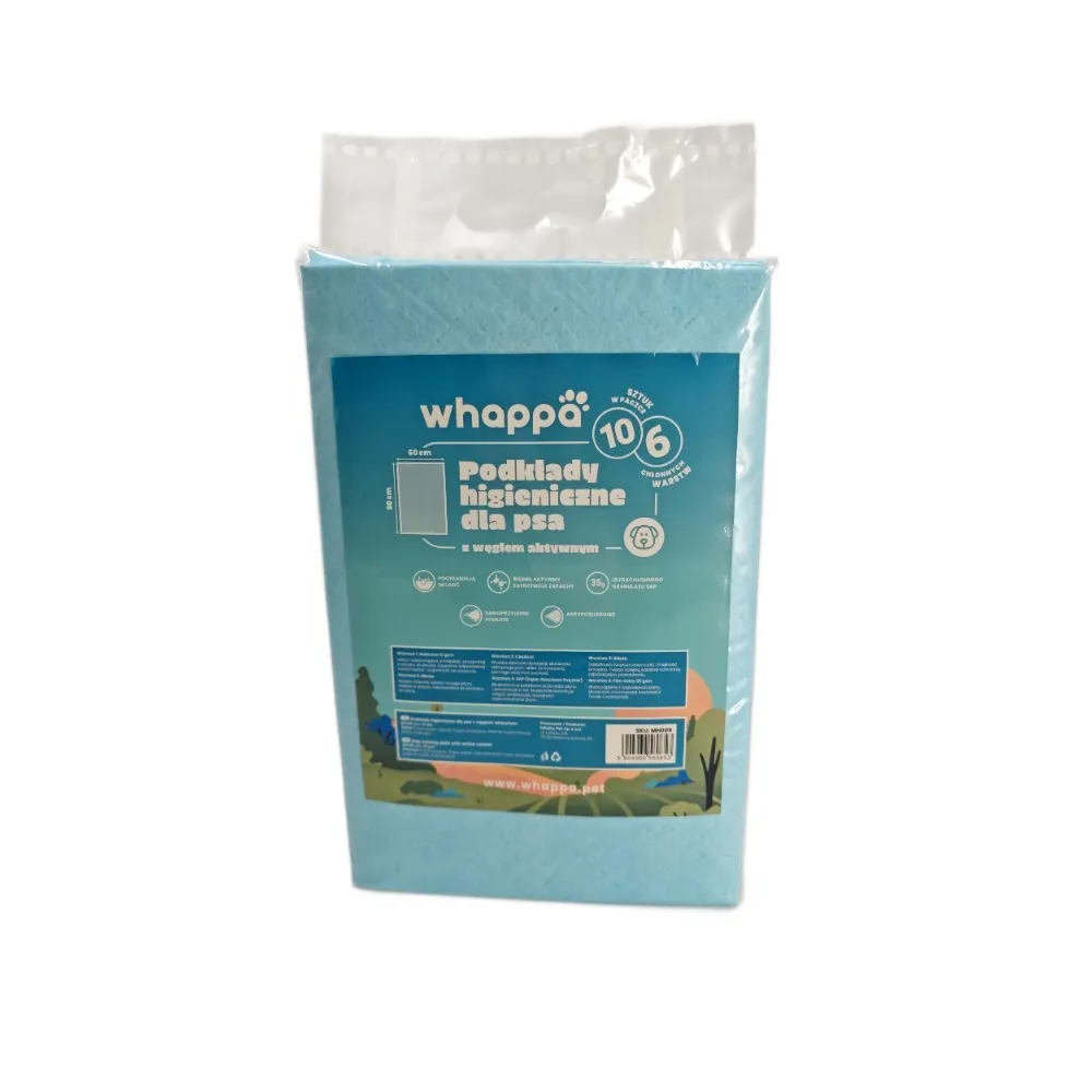 PODKŁADY HIGIENICZNE z węglem aktywnym dla psa do nauki sikania 60x90 10szt