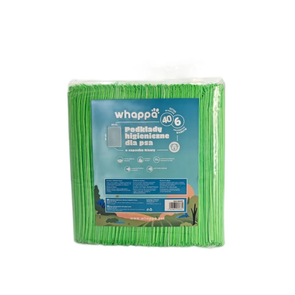 PODKŁADY HIGIENICZNE o zapachu trawy dla psa do nauki sikania 60x90 40szt