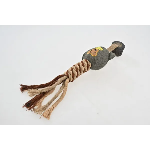 ZABAWKA DLA PSA sznur gumowy gryzak pluszowy miś szarpak z piszczałką 40 cm 2