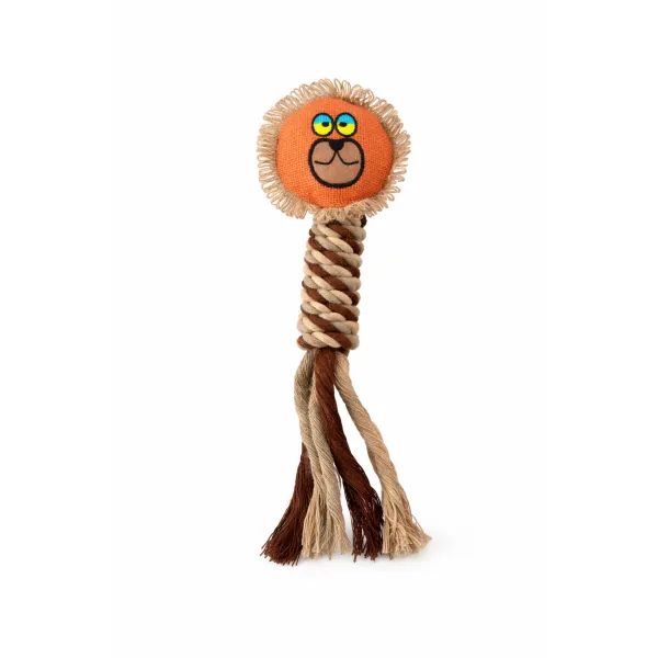 ZABAWKA DLA PSA sznur gumowy gryzak pluszowy lew szarpak z piszczałką 36 cm