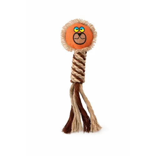 ZABAWKA DLA PSA sznur gumowy gryzak pluszowy lew szarpak z piszczałką 36 cm