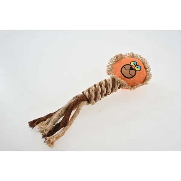 ZABAWKA DLA PSA sznur gumowy gryzak pluszowy lew szarpak z piszczałką 36 cm 2