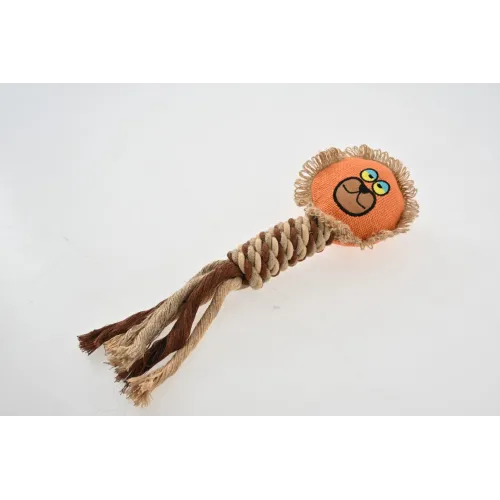 ZABAWKA DLA PSA sznur gumowy gryzak pluszowy lew szarpak z piszczałką 36 cm