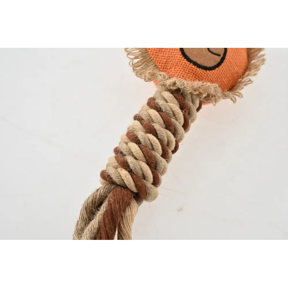 ZABAWKA DLA PSA sznur gumowy gryzak pluszowy lew szarpak z piszczałką 36 cm