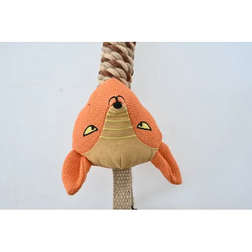 ZABAWKA DLA PSA sznur gumowy gryzak pluszowy lis szarpak z piszczałką 37cm