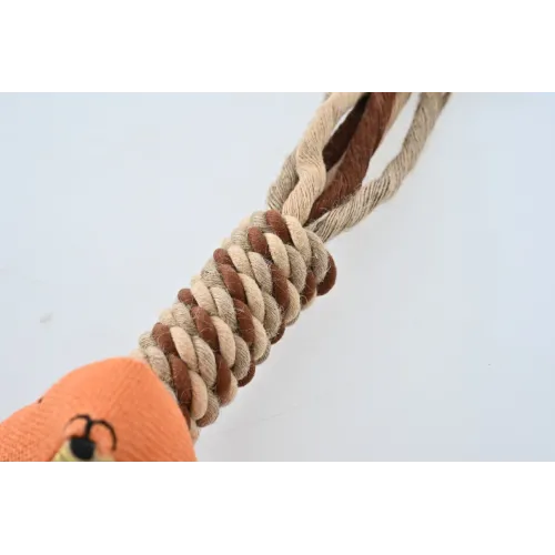 ZABAWKA DLA PSA sznur gumowy gryzak pluszowy lis szarpak z piszczałką 37cm