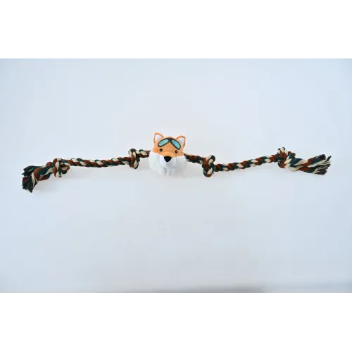 ZABAWKA DLA PSA sznur z gumowym gryzakiem lis 90cm