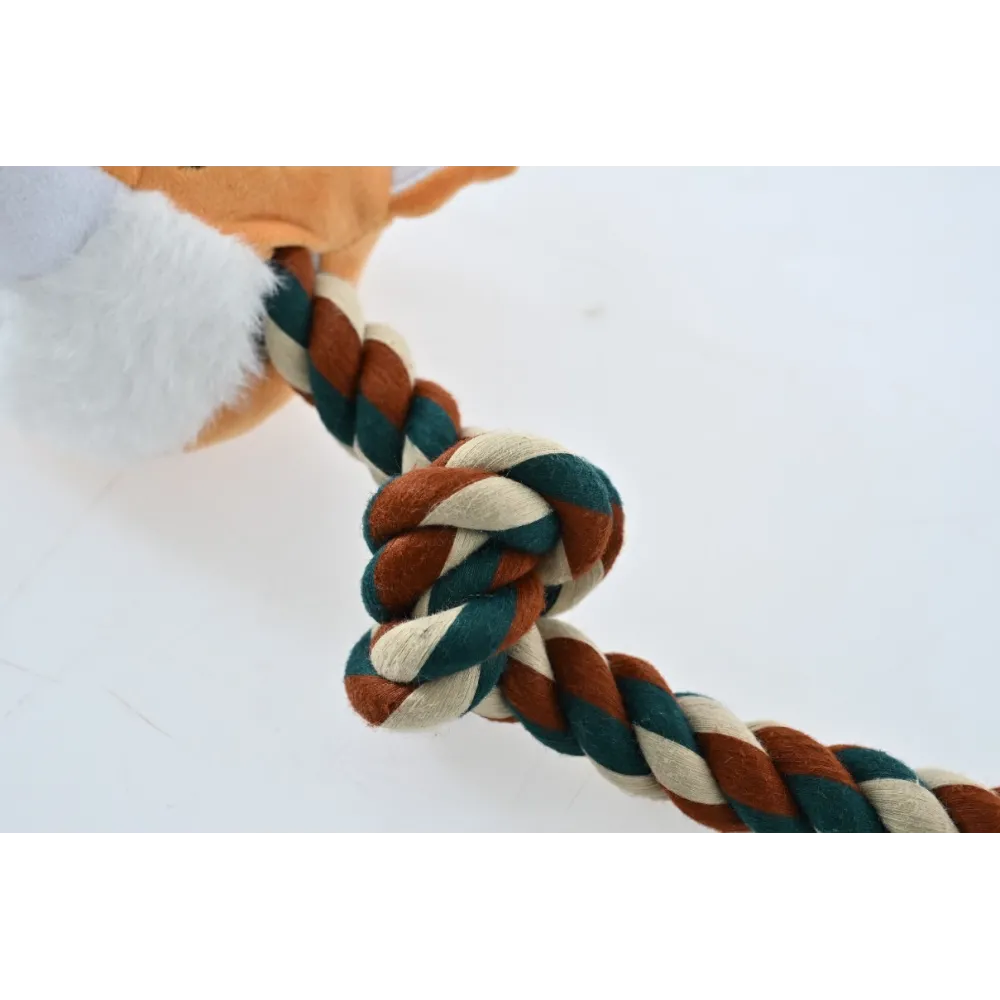 ZABAWKA DLA PSA sznur z gumowym gryzakiem lis 90cm