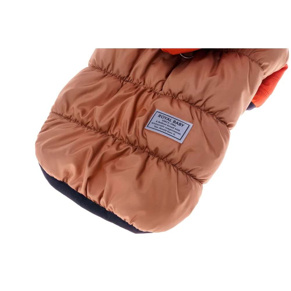 KURTKA DLA PSA ciepła kamizelka ubranko na zimę pomarańczowy kaptur S COCO