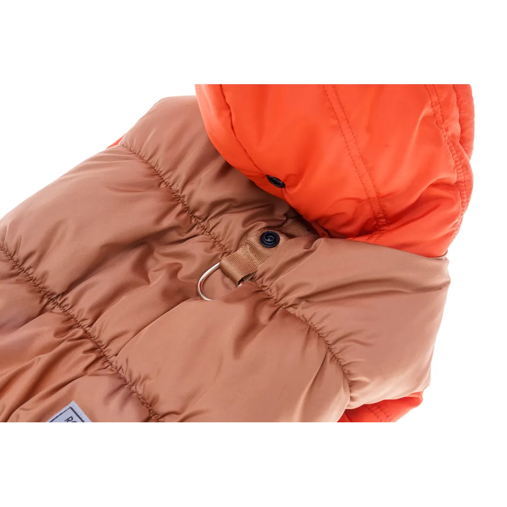 KURTKA DLA PSA ciepła kamizelka ubranko na zimę pomarańczowy kaptur S COCO