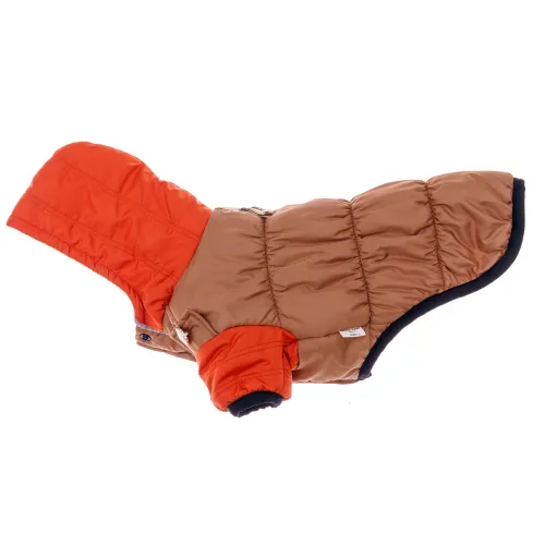 KURTKA DLA PSA ciepła kamizelka ubranko na zimę pomarańczowy kaptur S COCO