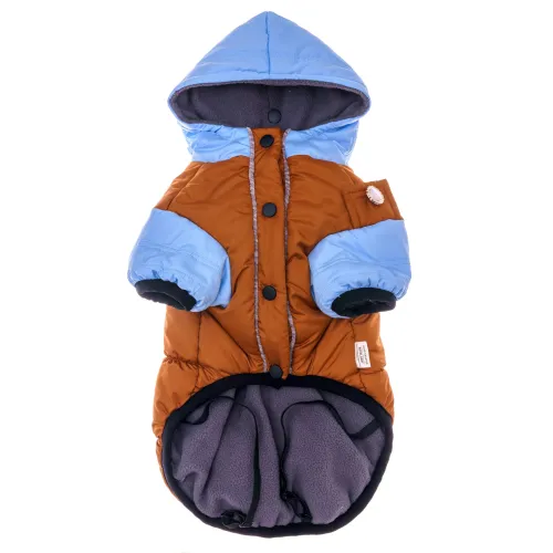 KURTKA DLA PSA ciepła kamizelka ubranko na zimę niebieski kaptur S COCO