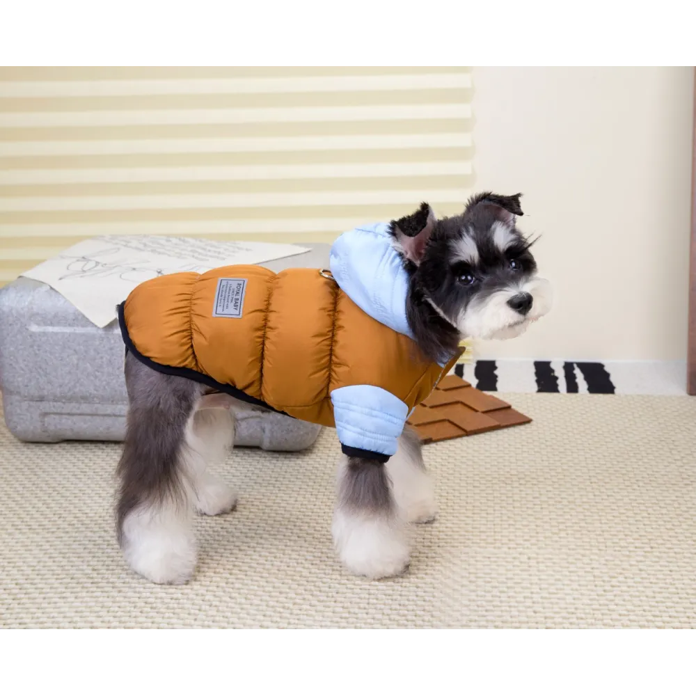 KURTKA DLA PSA ciepła kamizelka ubranko na zimę niebieski kaptur S COCO