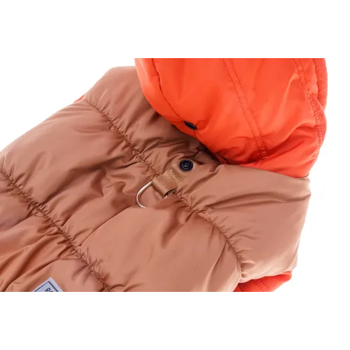 KURTKA DLA PSA ciepła kamizelka ubranko na zimę pomarańczowy kaptur L COCO