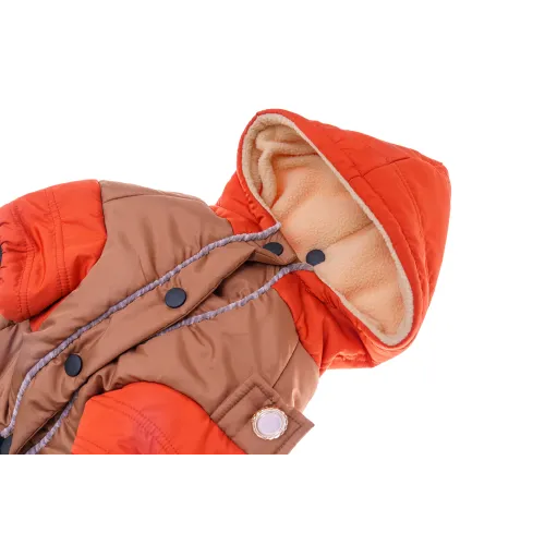 KURTKA DLA PSA ciepła kamizelka ubranko na zimę pomarańczowy kaptur M COCO