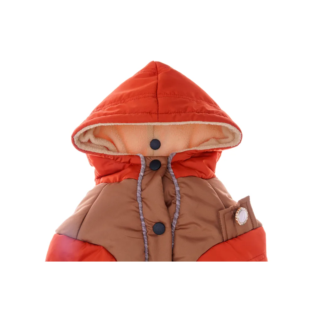 KURTKA DLA PSA ciepła kamizelka ubranko na zimę pomarańczowy kaptur L COCO