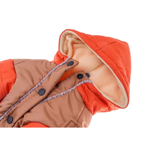 KURTKA DLA PSA ciepła kamizelka ubranko na zimę pomarańczowy kaptur L COCO