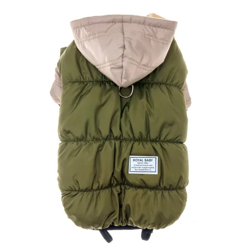 KURTKA DLA PSA ciepła kamizelka ubranko na zimę beżowy kaptur S COCO