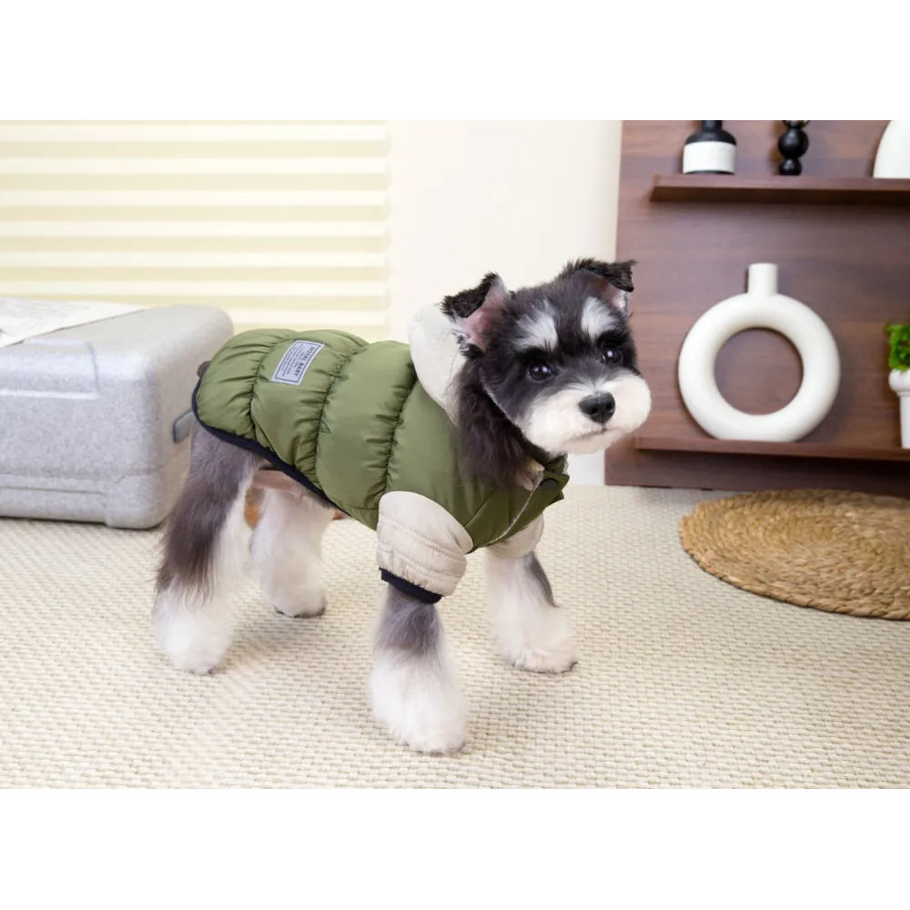 KURTKA DLA PSA ciepła kamizelka ubranko na zimę beżowy kaptur M COCO