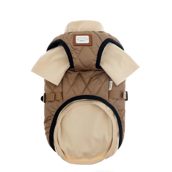 KURTKA DLA PSA ciepła miękka pikowana kamizelka z golfem brązowa M TIFI 2