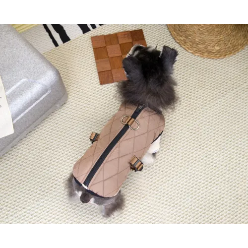 KURTKA DLA PSA ciepła miękka pikowana kamizelka z golfem brązowa M TIFI