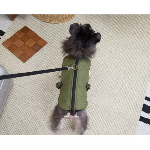 KURTKA DLA PSA ciepła miękka pikowana kamizelka z golfem zielona M TIFI