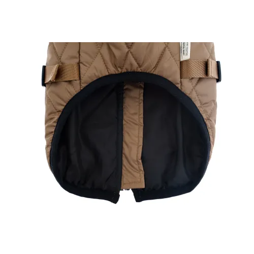 KURTKA DLA PSA ciepła miękka pikowana kamizelka z golfem brązowa L TIFI