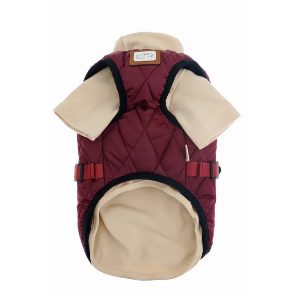 KURTKA DLA PSA ciepła miękka pikowana kamizelka z golfem bordowa M TIFI 2