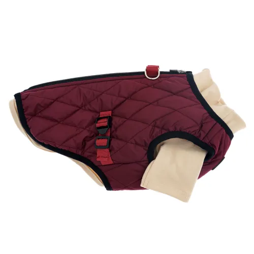 KURTKA DLA PSA ciepła miękka pikowana kamizelka z golfem bordowa S TIFI