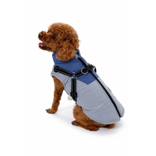 KURTKA DLA PSA ciepła wodoodporna kamizelka z szelkami niebieski S ROXI