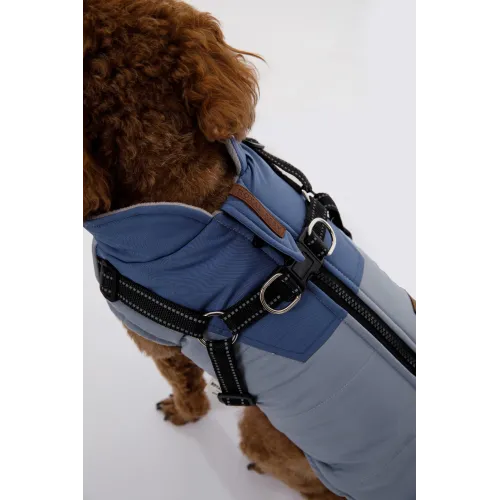 KURTKA DLA PSA ciepła wodoodporna kamizelka z szelkami niebieski S ROXI