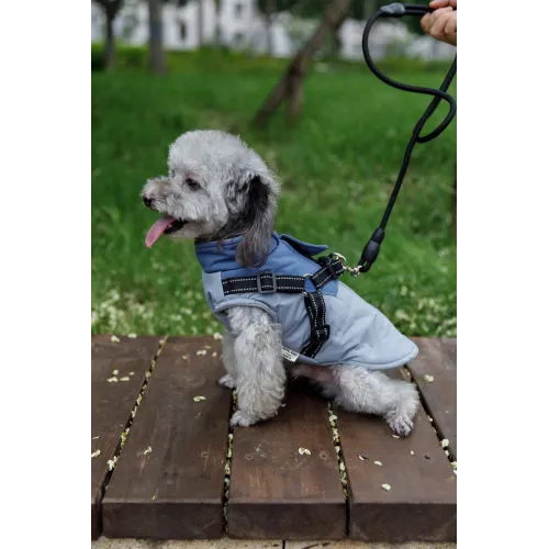 KURTKA DLA PSA ciepła wodoodporna kamizelka z szelkami niebieski S ROXI