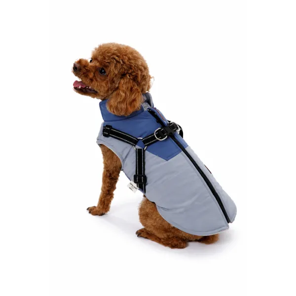 KURTKA DLA PSA ciepła wodoodporna kamizelka z szelkami niebieski L ROXI