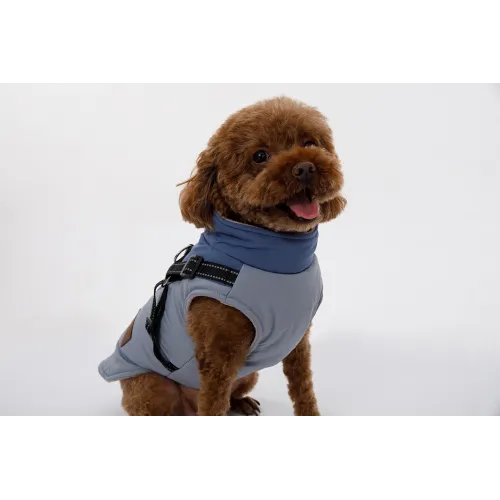 KURTKA DLA PSA ciepła wodoodporna kamizelka z szelkami niebieski L ROXI