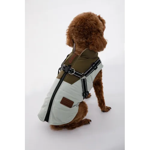 KURTKA DLA PSA ciepła wodoodporna kamizelka z szelkami zielony S ROXI