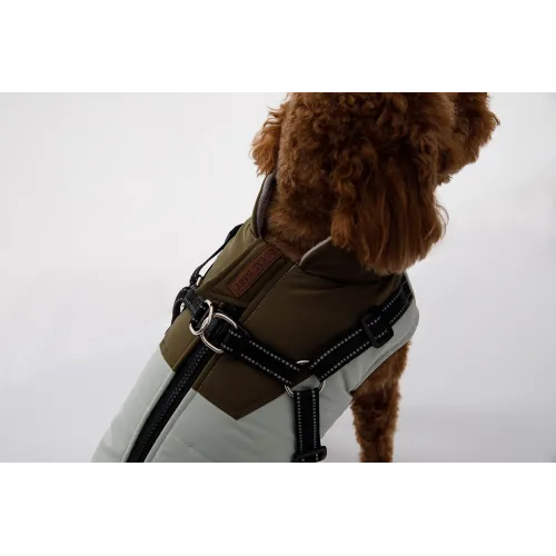 KURTKA DLA PSA ciepła wodoodporna kamizelka z szelkami zielony S ROXI