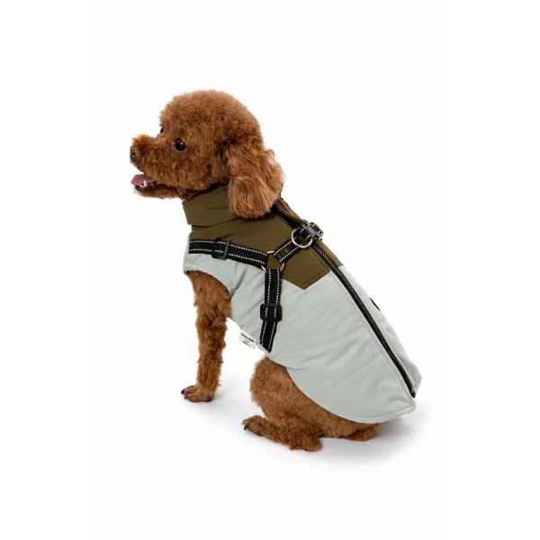 KURTKA DLA PSA ciepła wodoodporna kamizelka z szelkami zielony L ROXI