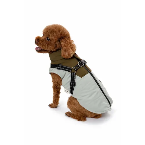 KURTKA DLA PSA ciepła wodoodporna kamizelka z szelkami zielony L ROXI